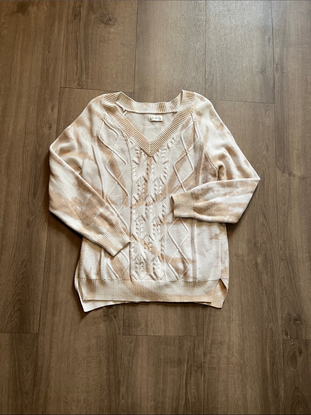 Wonderly Cream Cable Knit V-Neck Sweater